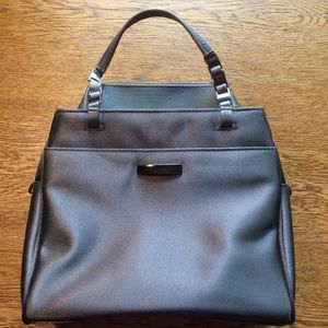 Vintage Grey Sateen Fabric Look Handbag